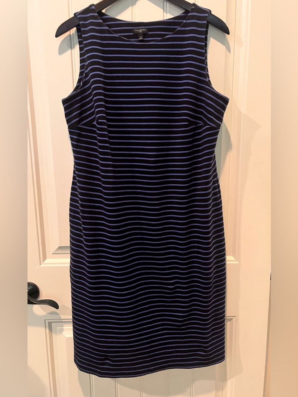 Talbots Shift Dress Woman Size X Navy/Blue Striped Pullover EUC Chic Casual LW
